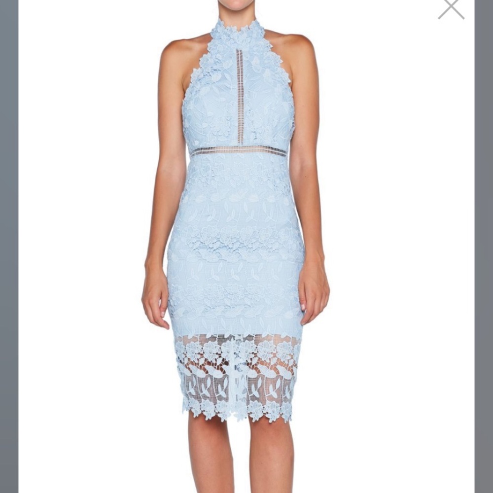 Bardot Noni Halter Dress in Pastl Blue size small
